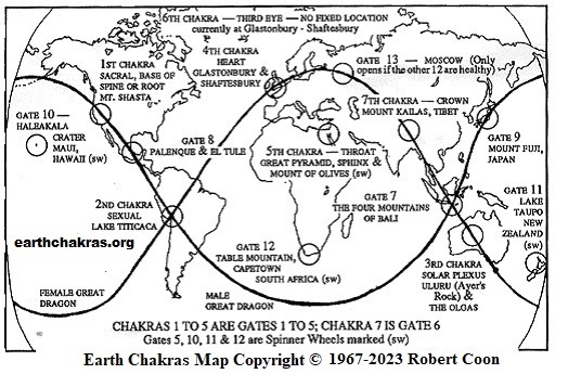 Map of earth chakras by Robert Coon